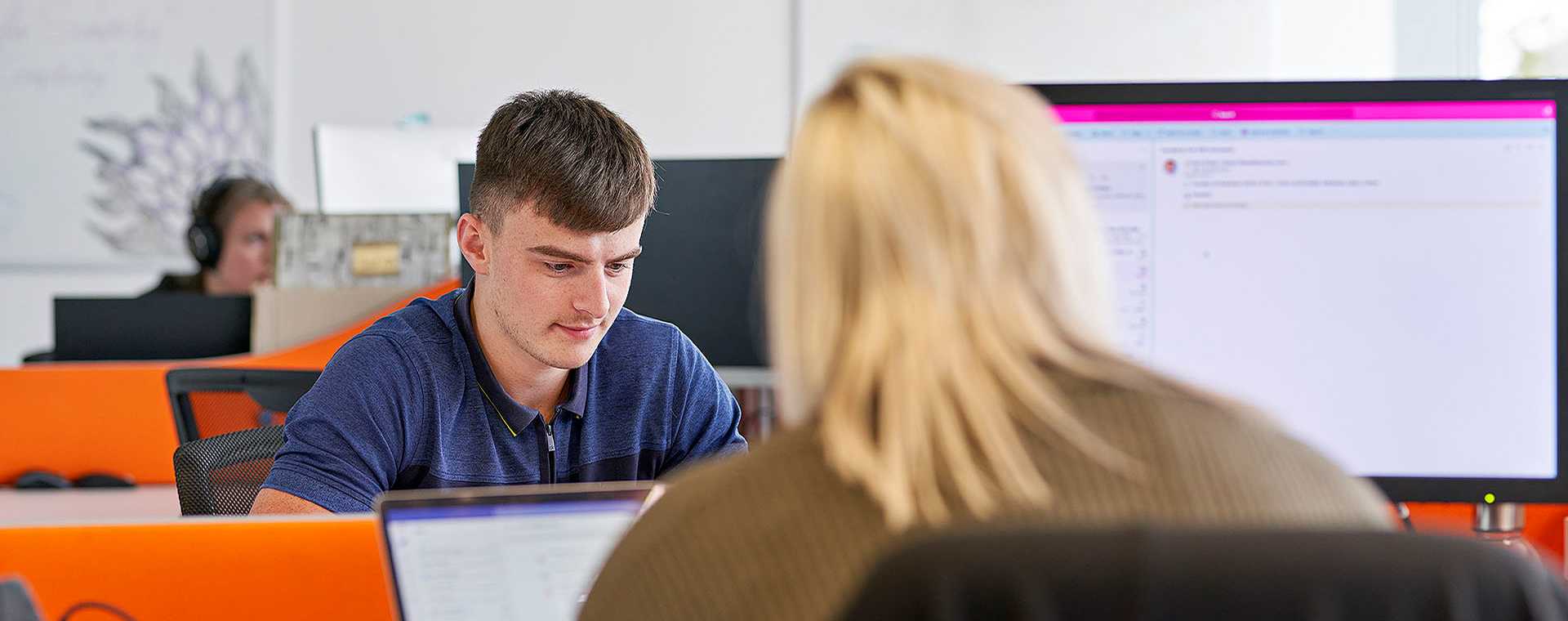 People working in an office.